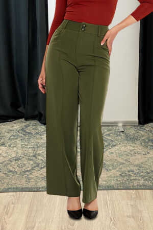 KHAKI WIDE LEG TROUSERS