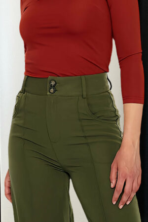 KHAKI WIDE LEG TROUSERS