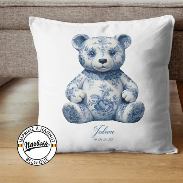 Coussin - NAISSANCE - OURSON BLEU