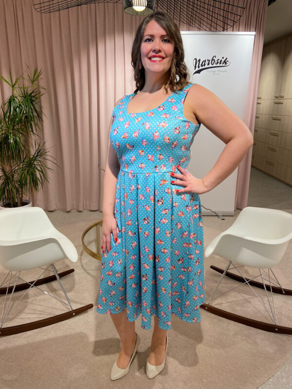 Amanda Light Blue Sundae Print Swing Dress – Image 4