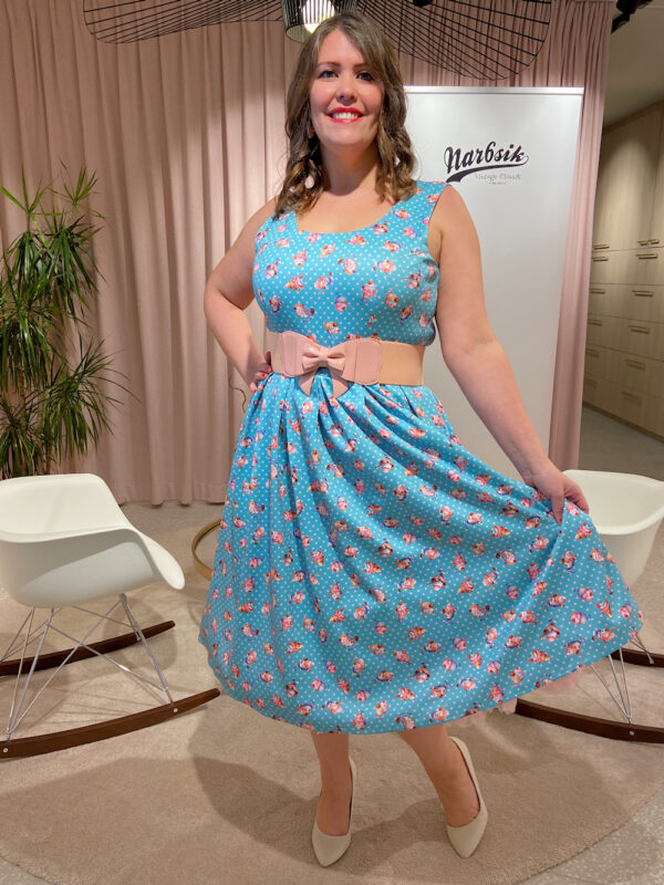 Amanda Light Blue Sundae Print Swing Dress