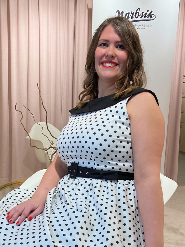 Cindy Dress in White & Black Polka Dots – Image 2