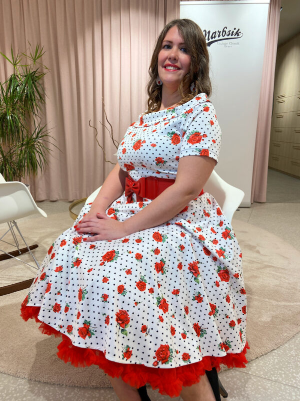 Darlene Retro Heart & Rose Dress – Image 2