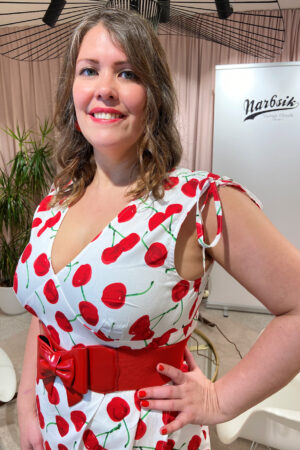 Marilyn White Cherry Wiggle Dress