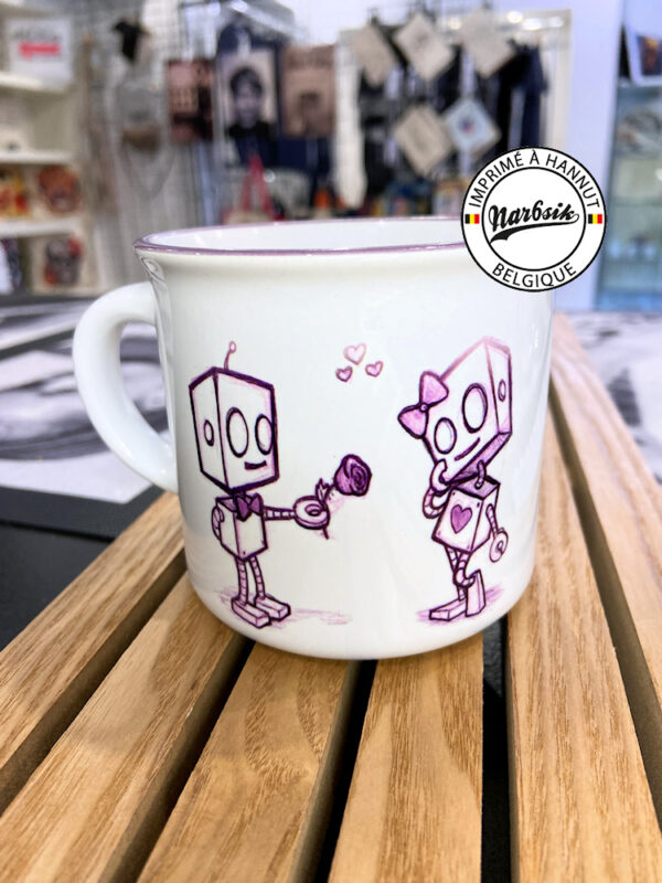 Mug rétro - COUPLE DE ROBOTS AMOUREUX